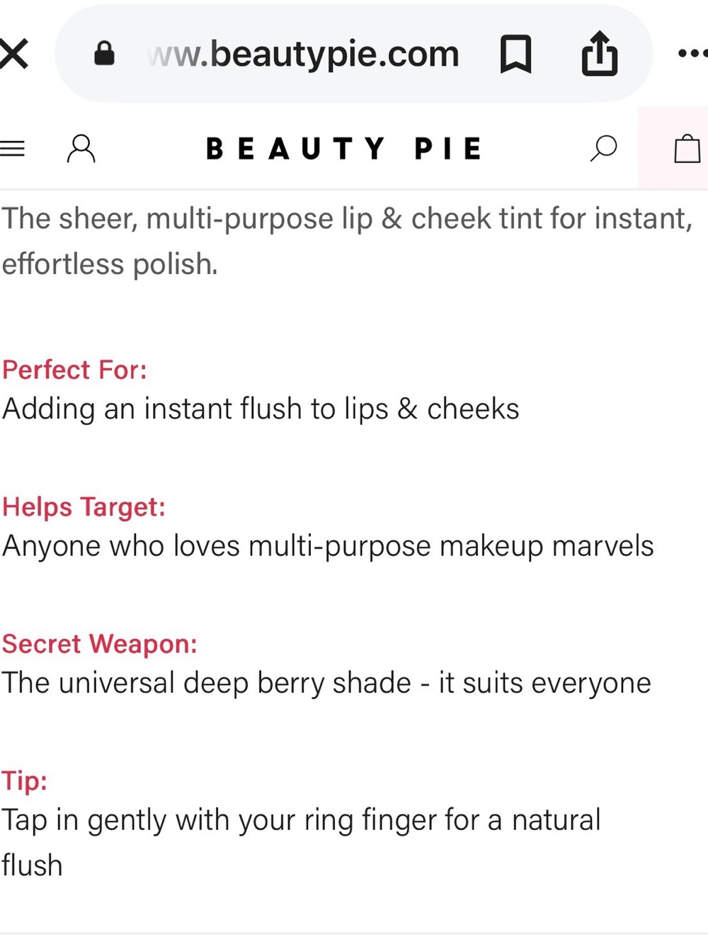 NEW Beauty Pie Jelly Lip and Cheek shot in shade Raspberry Crush. Stain/tint - Picture 9 of 13